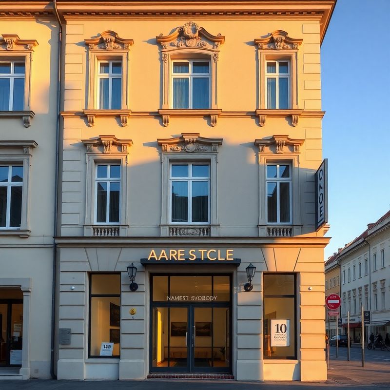 Fasáda kanceláře na Náměstí Svobody v Brně v ranním světle